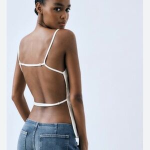 Zara Ivory Tie-Strap Blouse